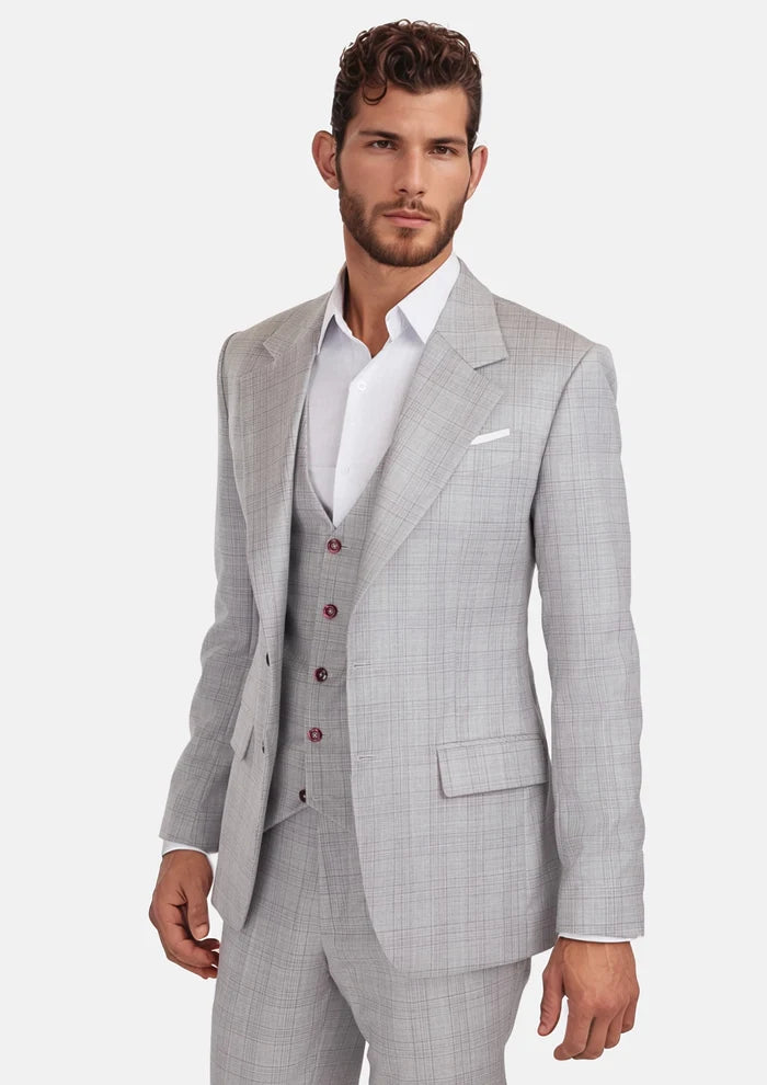 French Gray Checked Suit