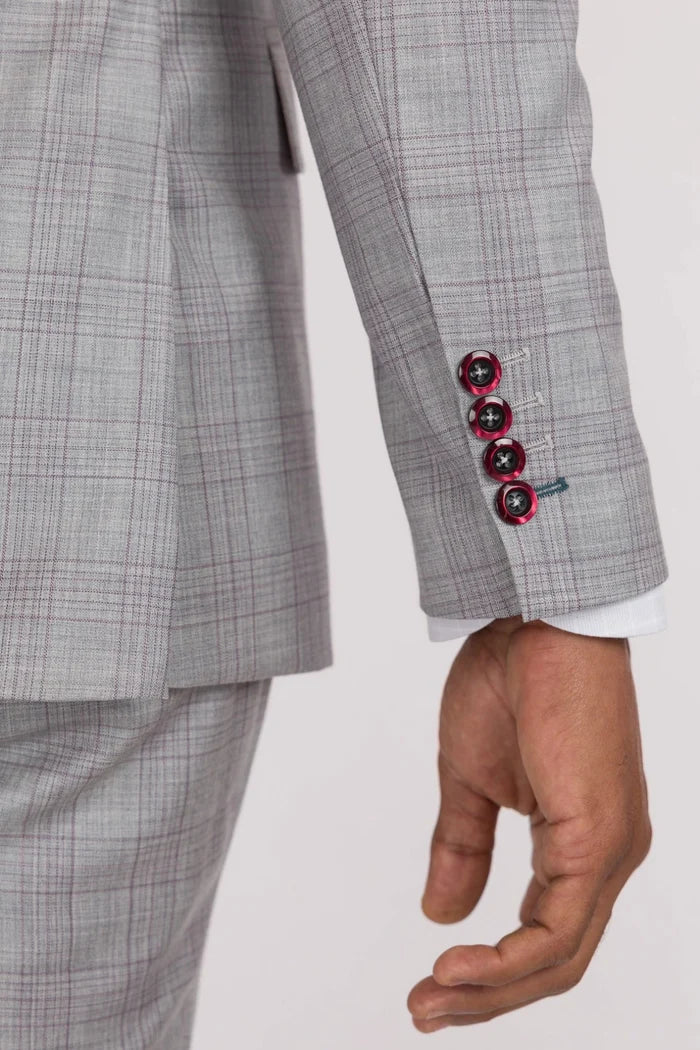 French Gray Checked Ellis Suit - SARTORO