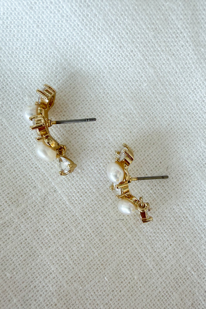 Freshwater Pearl & CZ Earring Side, adeline boutique, dallas boutique, boutique