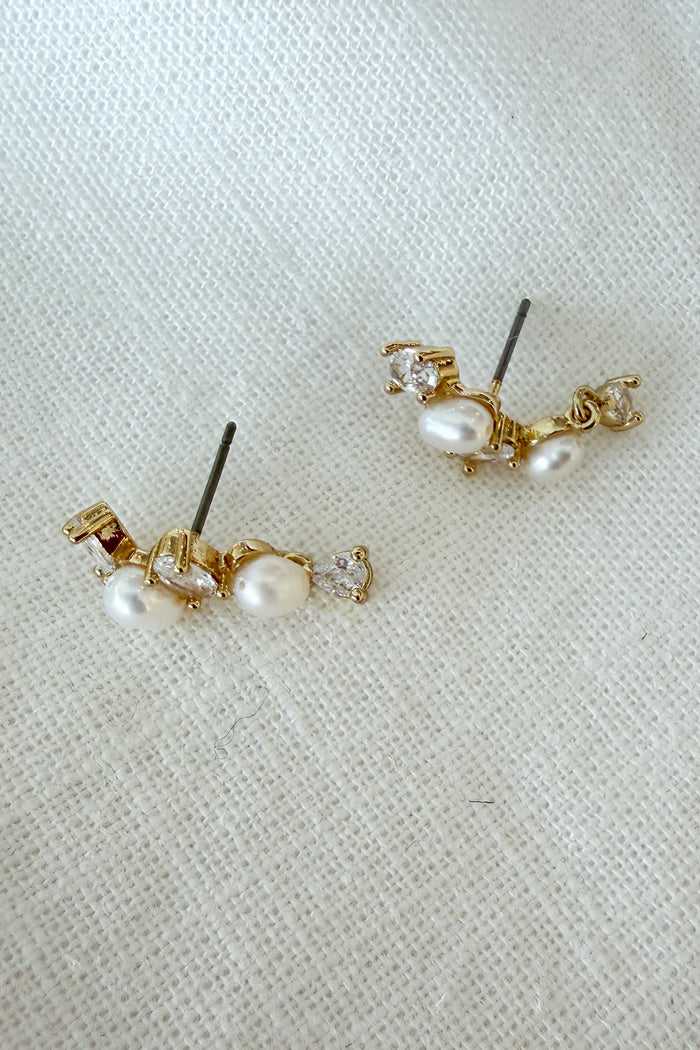 Freshwater Pearl & CZ Earring Front, adeline boutique, dallas boutique, boutique, adeline boutique, dallas boutique, boutique