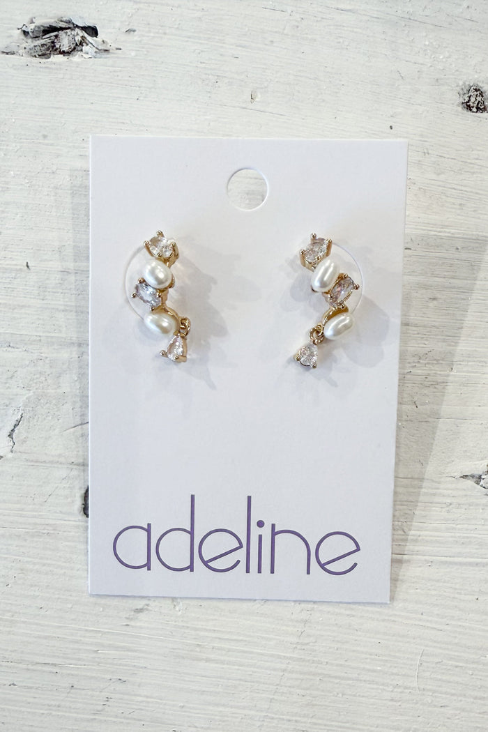 Freshwater Pearl & CZ Earring, adeline boutique, dallas boutique, boutique
