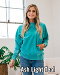 Girlfriend Crewneck Sweatshirt - Ash Light Teal Zenana Small