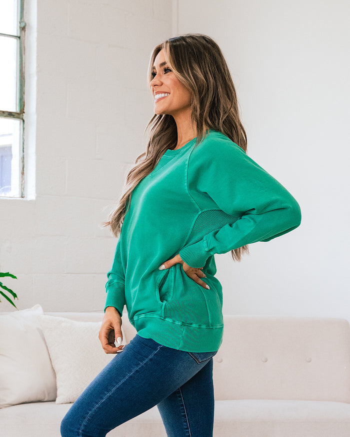 Girlfriend Crewneck Sweatshirt - Forest  Zenana