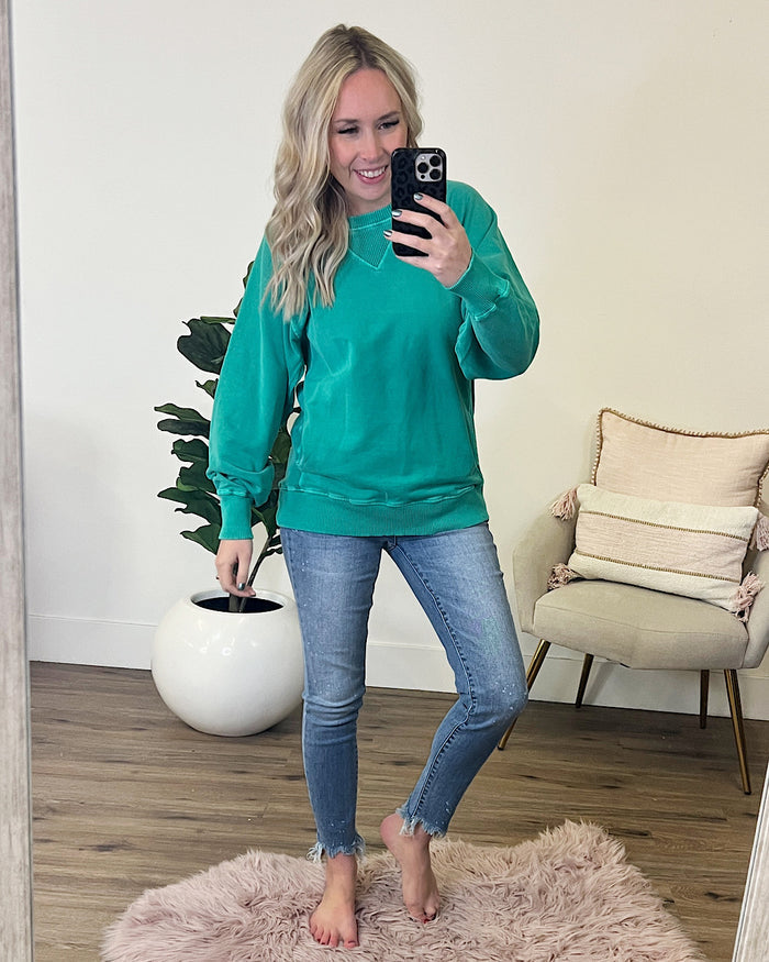 Girlfriend Crewneck Sweatshirt - Forest  Zenana