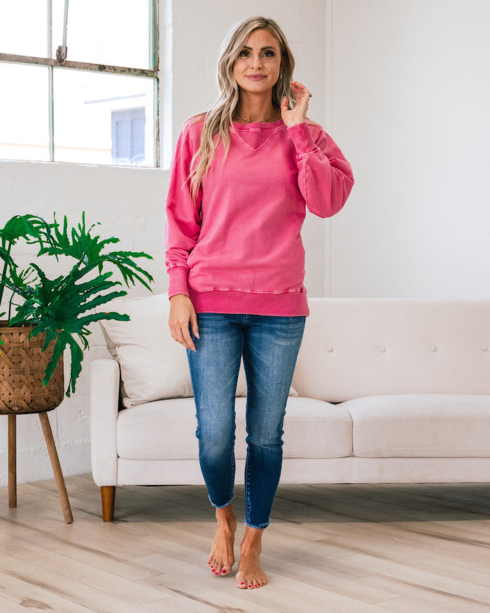 Girlfriend Crewneck Sweatshirt - Fuchsia  Zenana