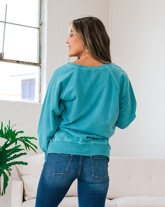 Girlfriend Crewneck Sweatshirt - Light Teal  Zenana