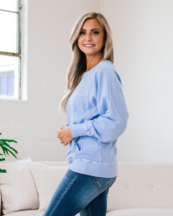 Girlfriend Crewneck Sweatshirt - Sky Blue SALE Zenana