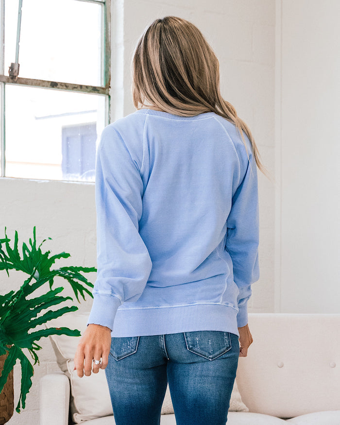 Girlfriend Crewneck Sweatshirt - Sky Blue SALE Zenana