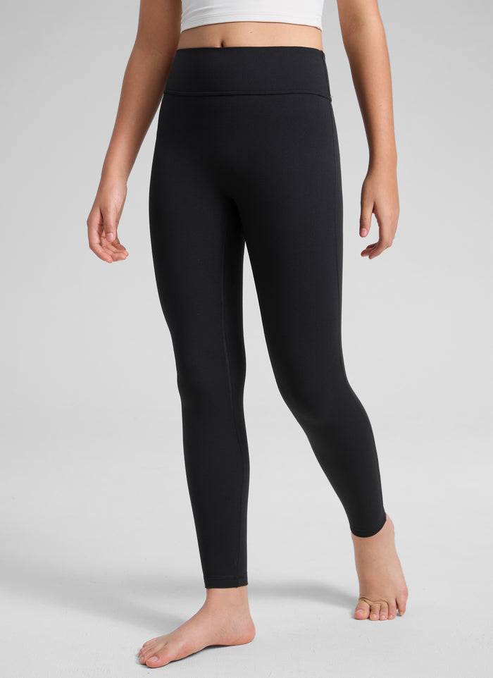 CRZ YOGA Girl's Butterlift Yoga Casual High Rise No Front Seam Legging Black