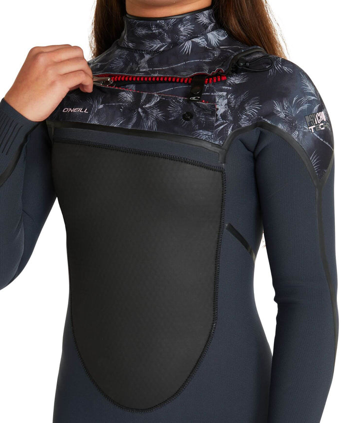 Girl's Psycho Tech 3/2mm Steamer Chest Zip - Gunmetal