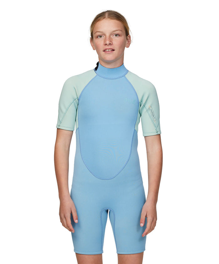Girl's Reactor 2mm Short Sleeve Spring Suit Back Zip - Sky Blue