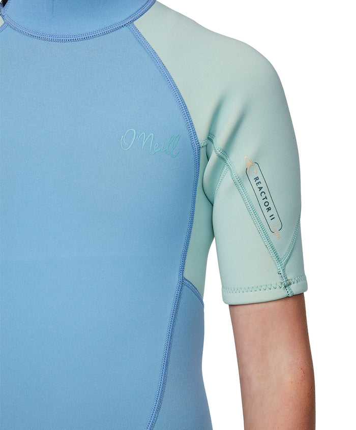 Girl's Reactor 2mm Short Sleeve Spring Suit Back Zip - Sky Blue