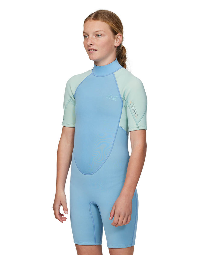Girl's Reactor 2mm Short Sleeve Spring Suit Back Zip - Sky Blue