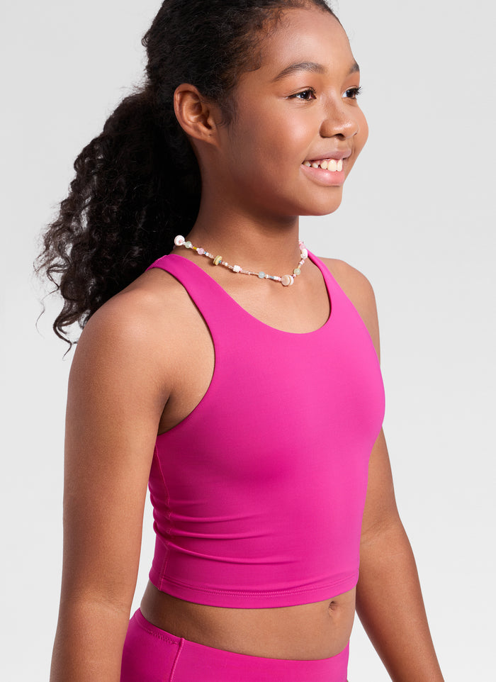 CRZ YOGA Girls Swim Bikini Set High Neck Racerback Tops and Bottoms Hibiscus Purple