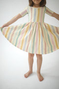 Good Apples Kids Short Sleeve Twirl Dress - Pastel Stripes