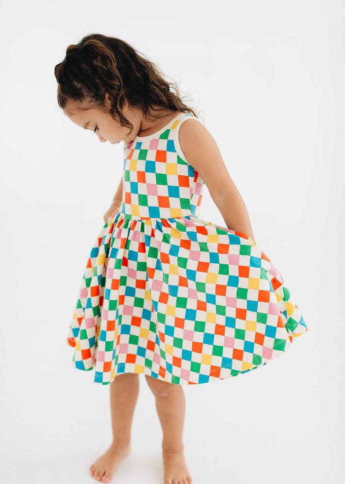 Good Apples Kids Sleeveless Twirl Dress - Party Checkers (Final Sale)