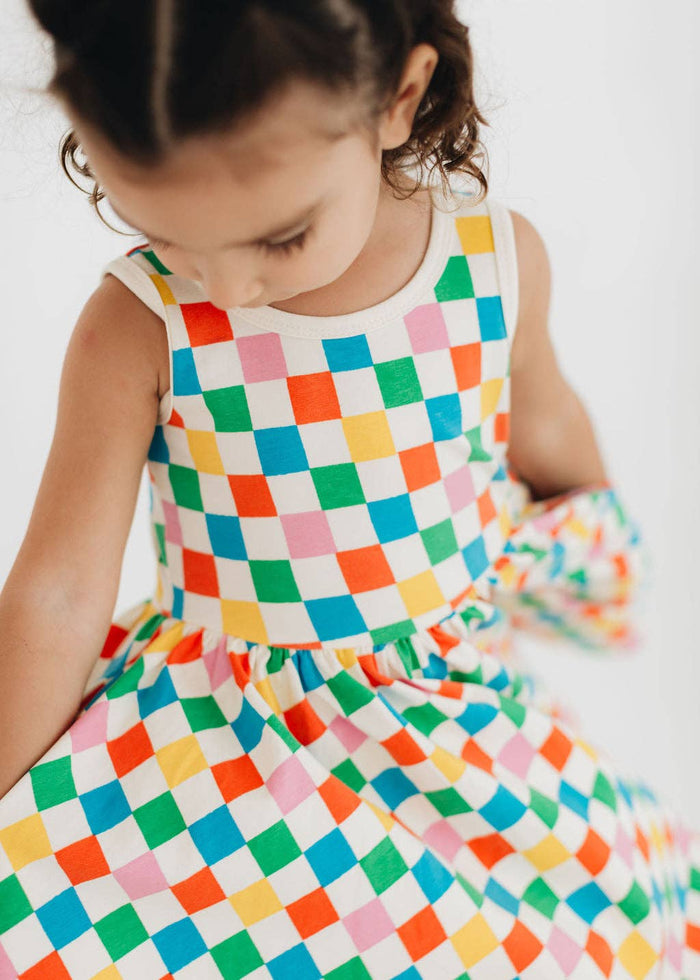 Good Apples Kids Sleeveless Twirl Dress - Party Checkers (Final Sale)