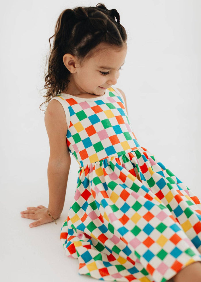 Good Apples Kids Sleeveless Twirl Dress - Party Checkers (Final Sale)