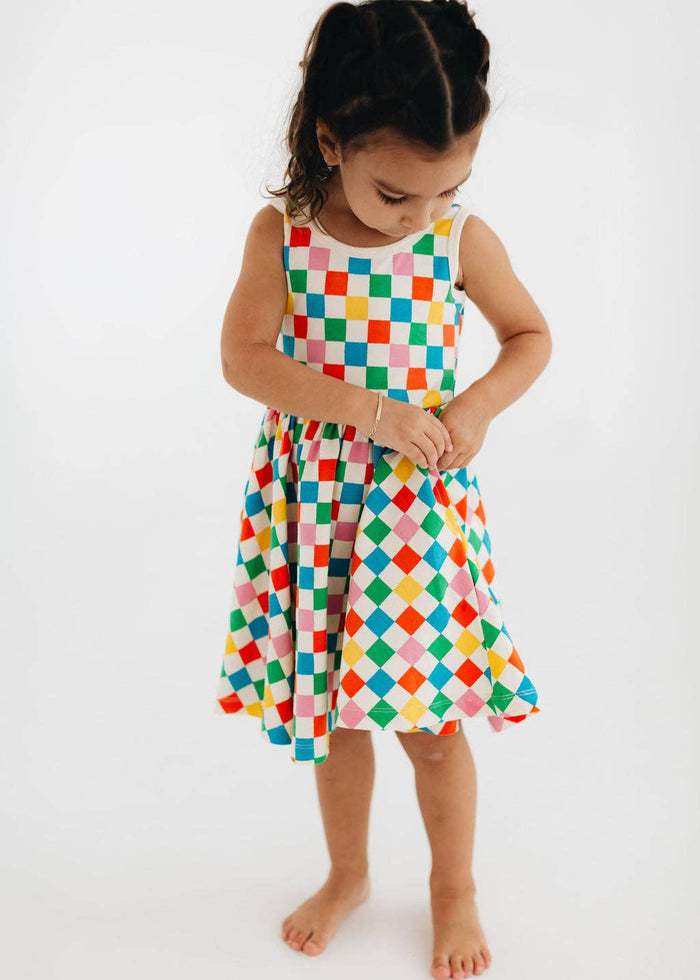 Good Apples Kids Sleeveless Twirl Dress - Party Checkers (Final Sale)
