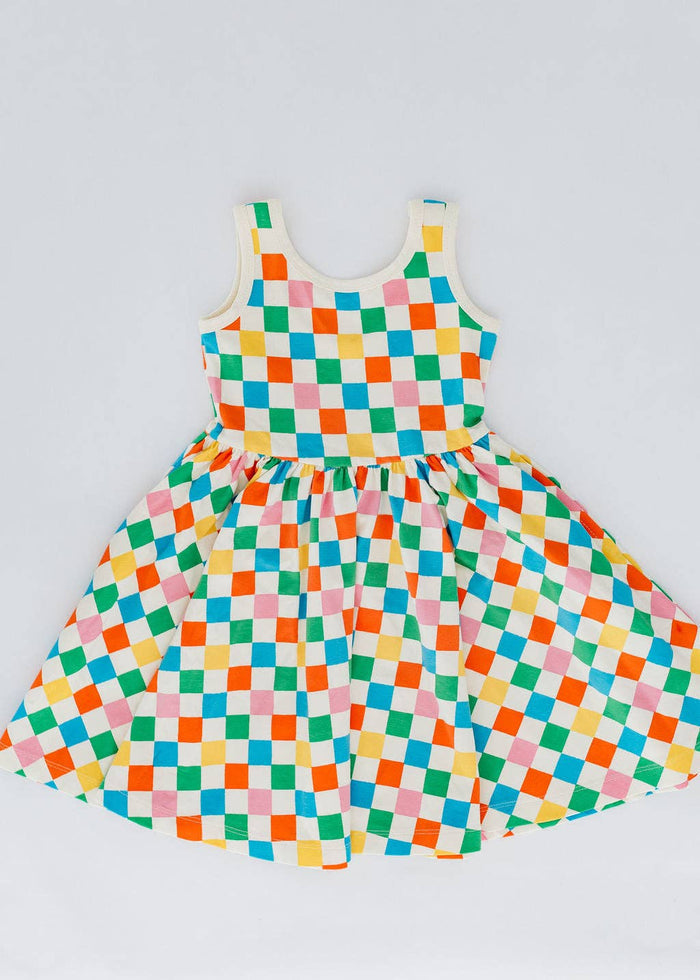 Good Apples Kids Sleeveless Twirl Dress - Party Checkers (Final Sale)