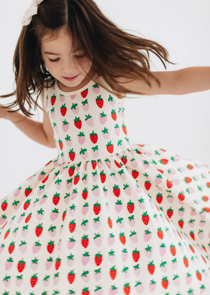 Good Apples Kids Sleeveless Twirl Dress - Strawberry Blush (Final Sale)
