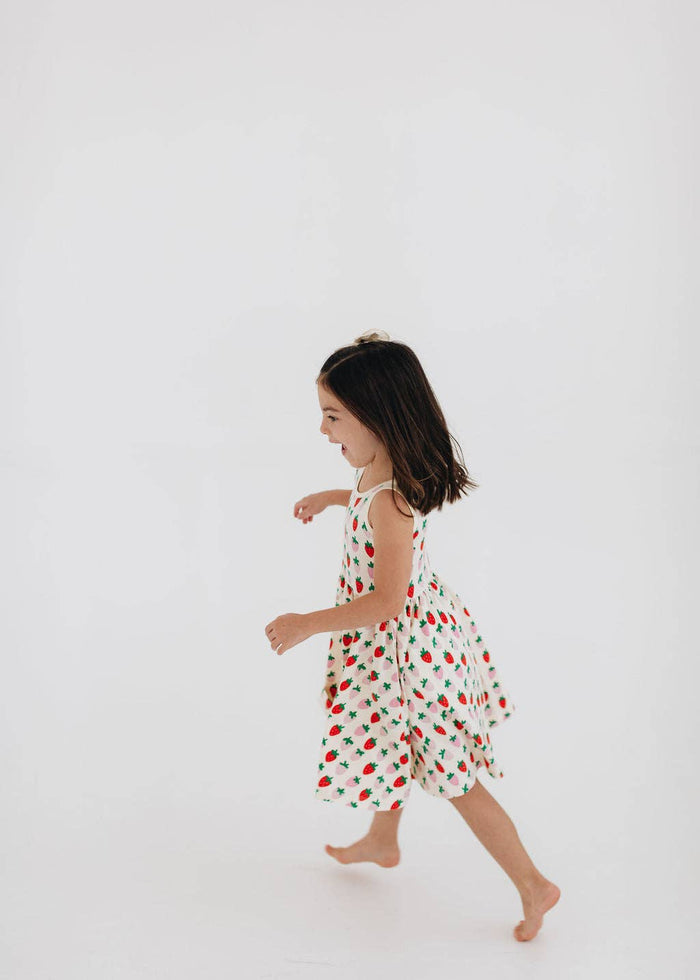 Good Apples Kids Sleeveless Twirl Dress - Strawberry Blush (Final Sale)