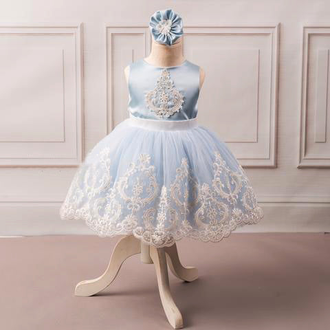 Graceful Sky Blue A-line Tulle Flower Girl Dress, FGS104
