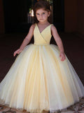 Graceful  Yellow A-line Tulle Flower Girl Dresses, FGS117