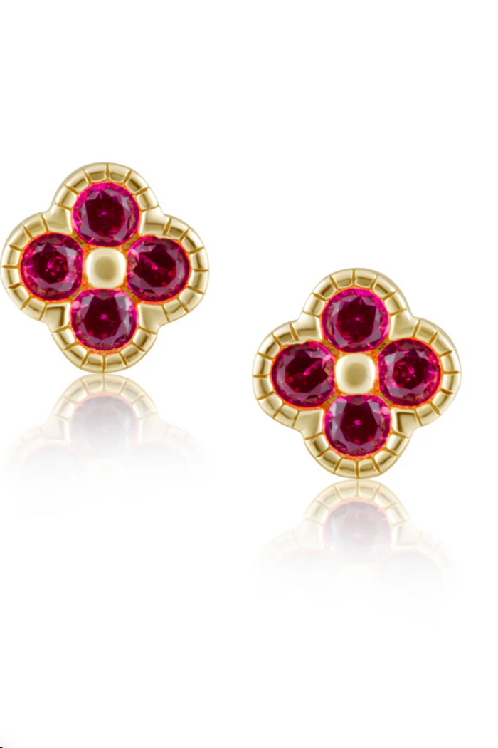 Pink Gracie CZ Clover Studs, adeline boutique, dallas boutique, boutique