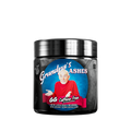 Black supplement jar with silver lid showing detailed nutrition facts and usage instructions on the back label.
