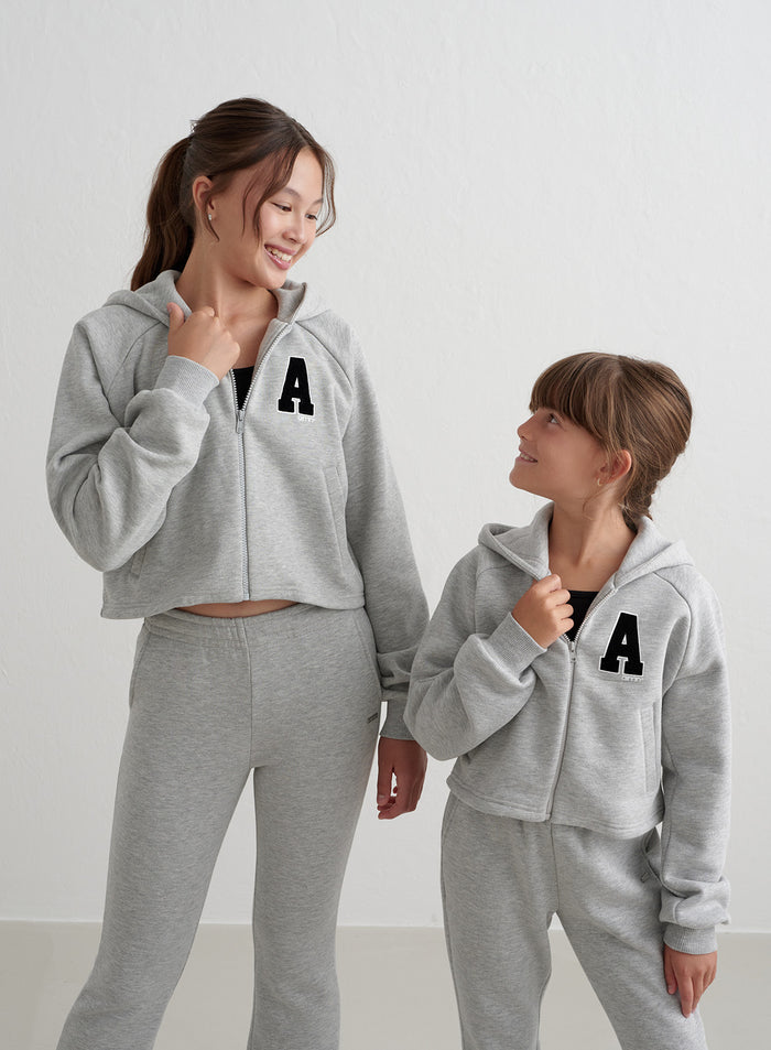 Grey Melange Young Sweat Zip Hood