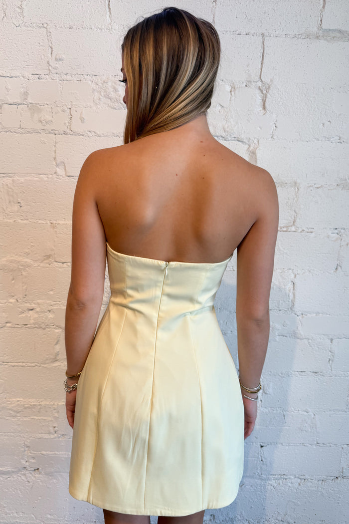 Harper Mini Dress Yellow Back, adeline boutique, dallas boutique, boutique