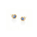 Hex Strata Stud Earrings - Medium Blue Sapphires Yellow Gold