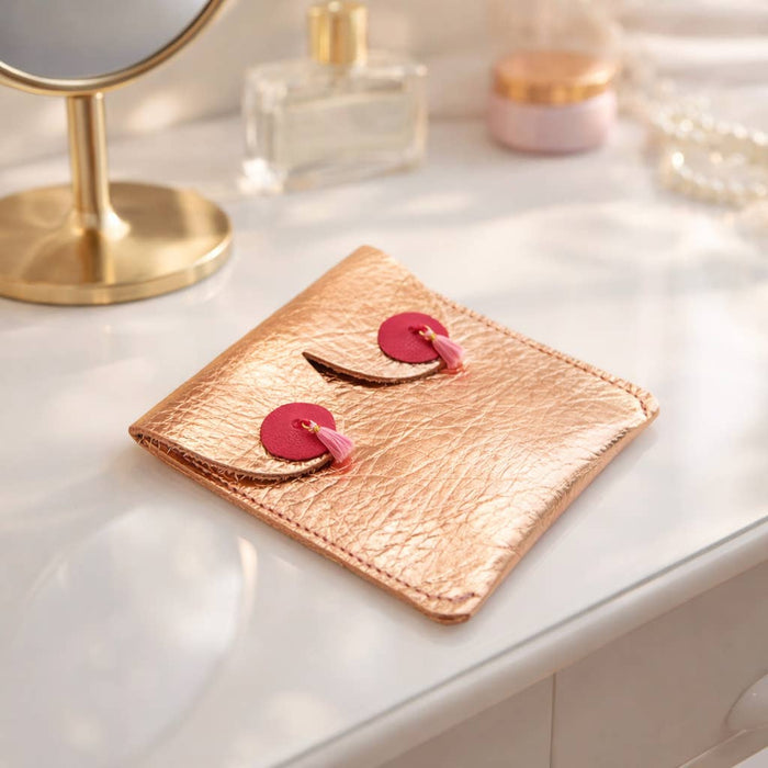 Itty Bitty Leather Coin Pouch - Rose Gold