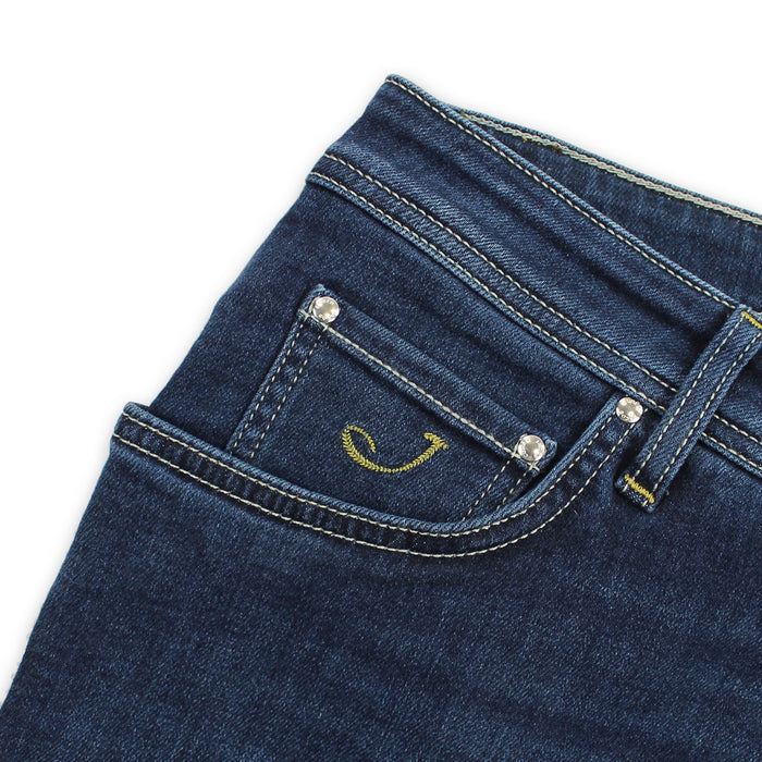 Jacob Cohen - Nick Slim Fit Suede Tan Badge Jeans - Nigel Clare
