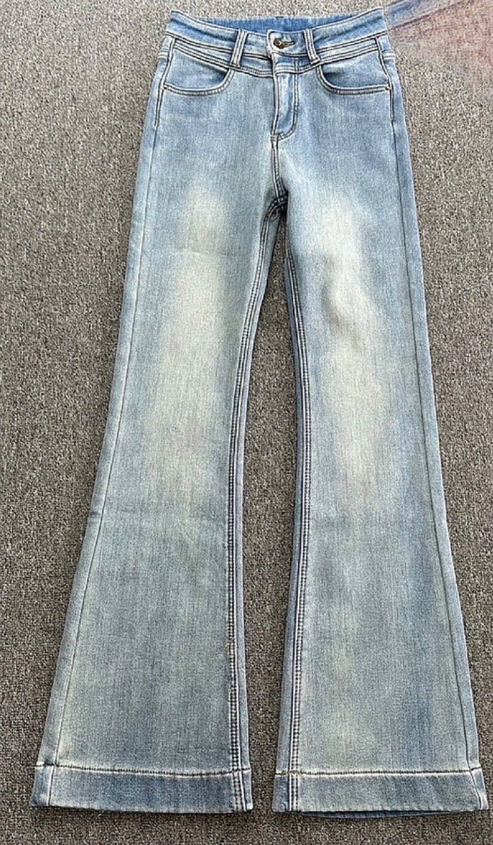 Jean Patte d'Éléphant Bleu Clair Stretch