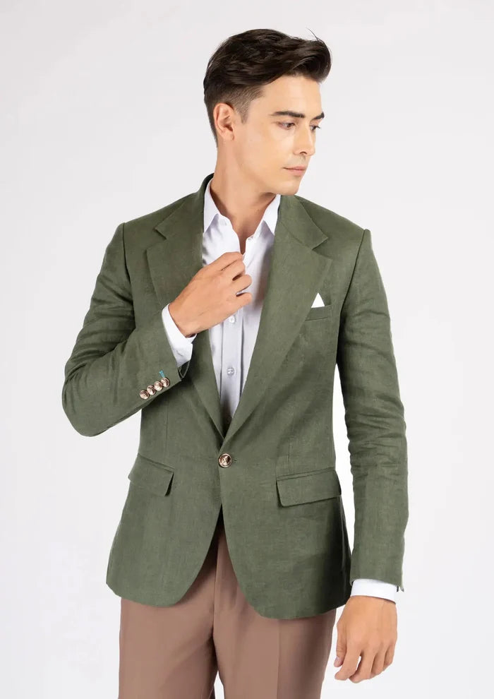 Eldridge Juniper Green Linen Jacket - SARTORO