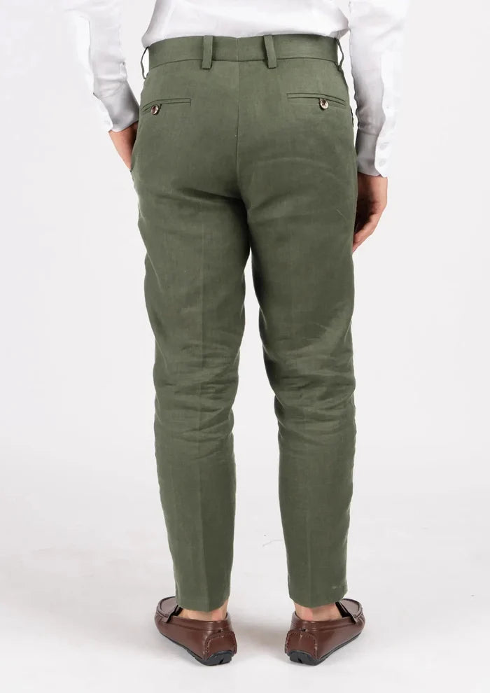Juniper Green Linen Pants - SARTORO