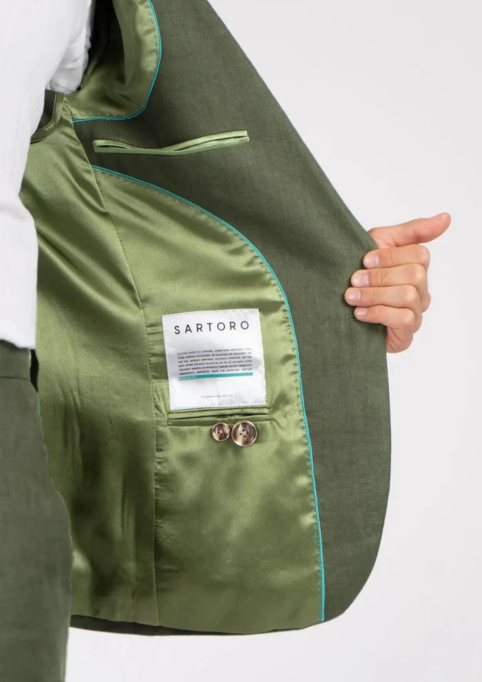 Eldridge Juniper Green Linen Suit - SARTORO