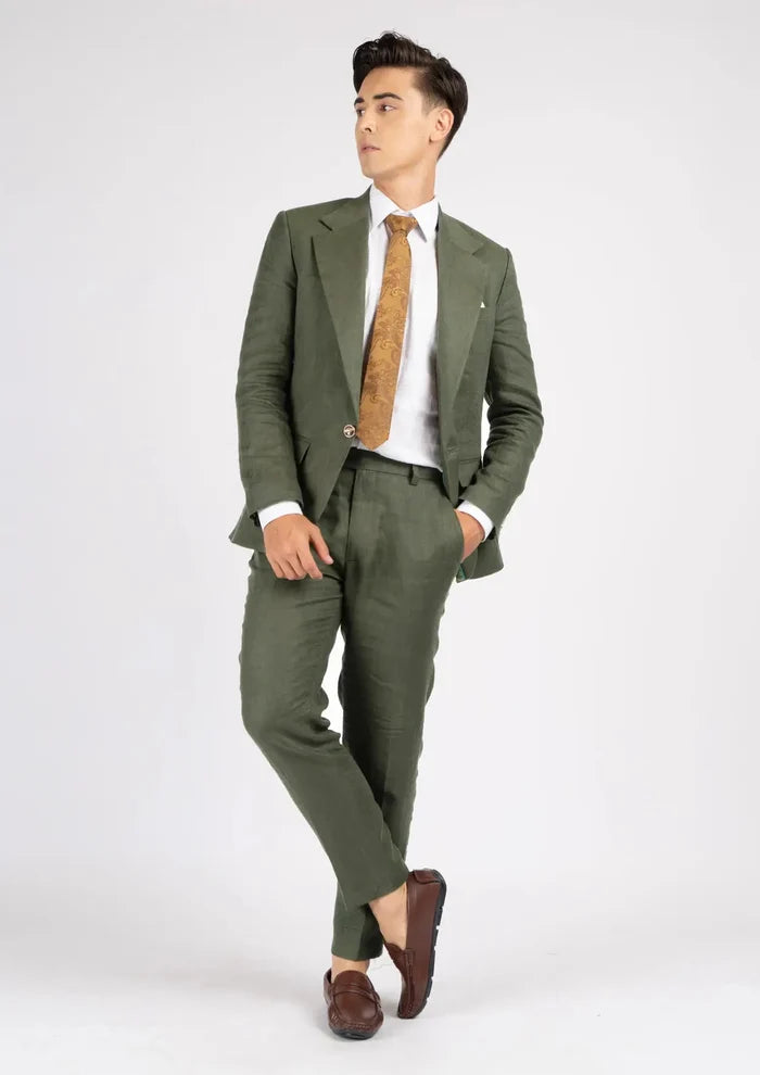 Eldridge Juniper Green Linen Suit - SARTORO