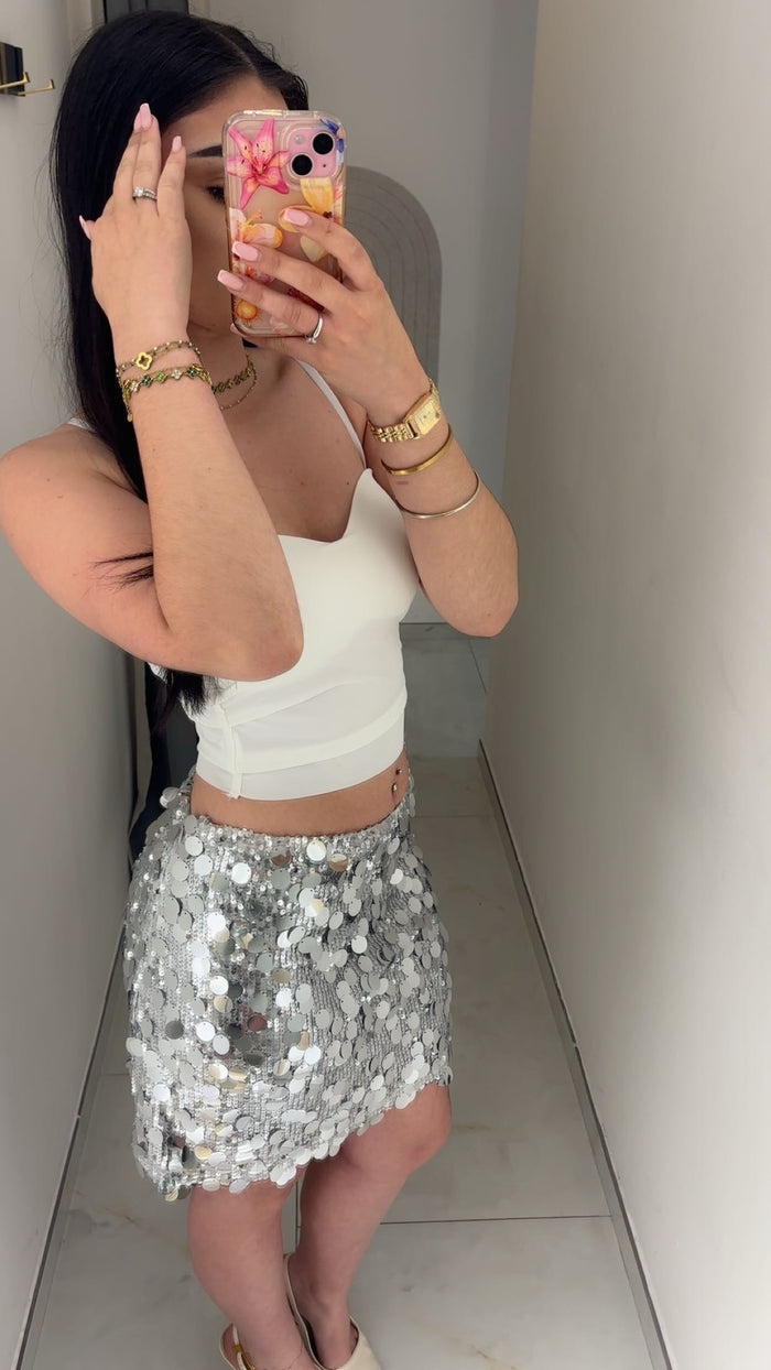 Jupe à Paillettes Argentée