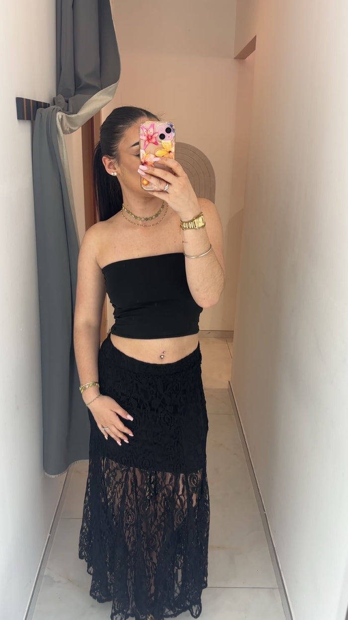 Jupe Longue Dentelle Noire Sirène