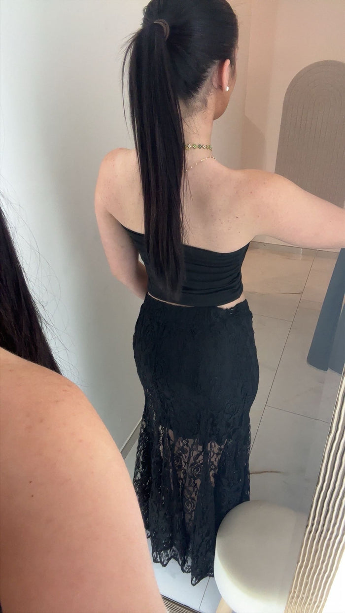 Jupe Longue Dentelle Noire Sirène