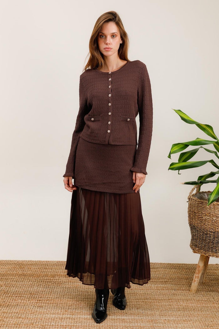 Jupe Longue Marron Voile Transparent