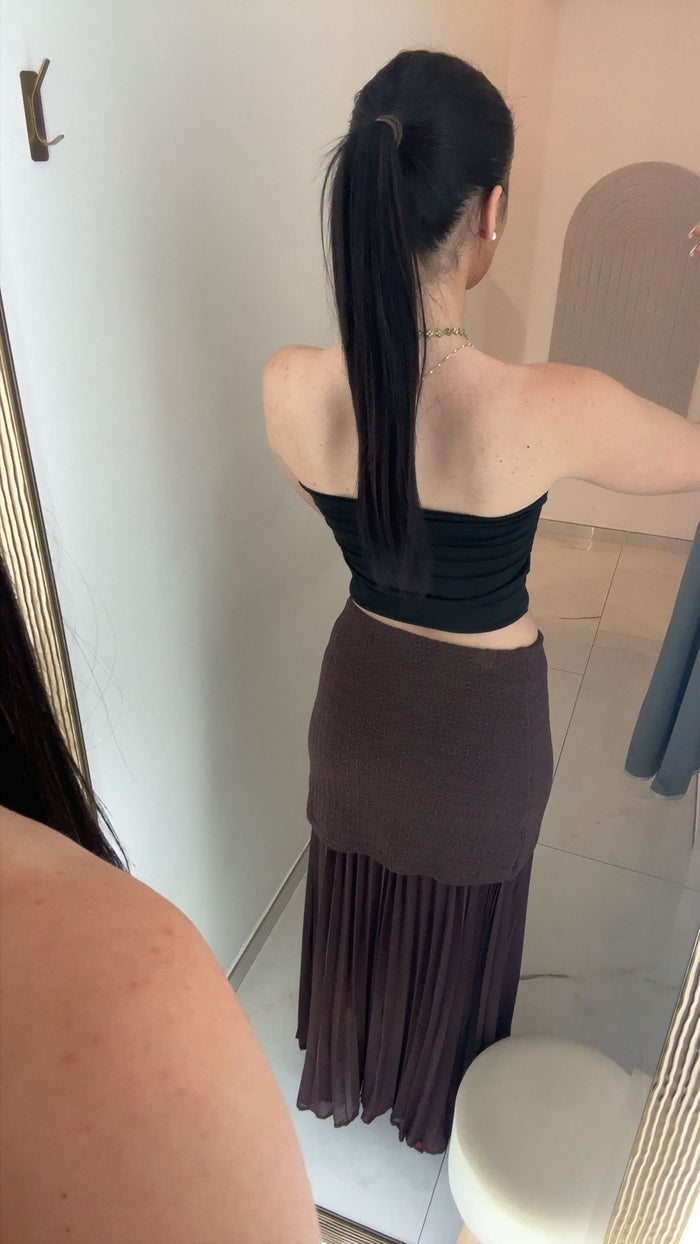 Jupe Longue Marron Voile Transparent