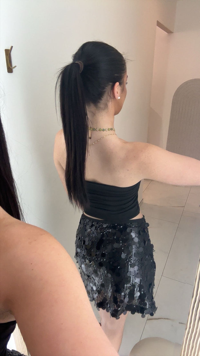 Jupe-Short à Paillettes Noire