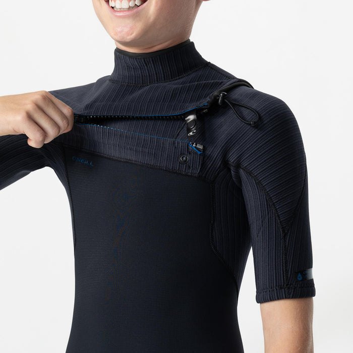 Kid's HyperFreak 2mm Short Arm Steamer Chest Zip - Black