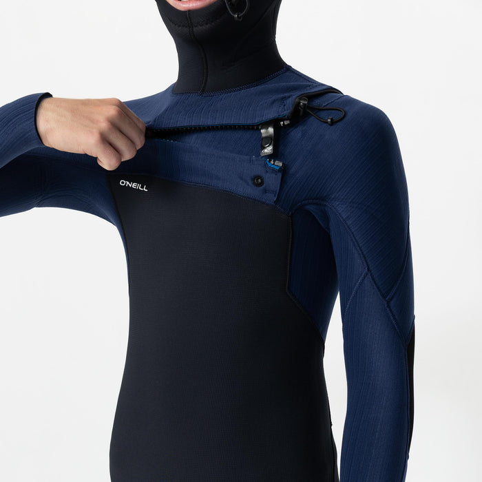 Kid's HyperFreak Hooded 5/4+mm Steamer Chest Zip - Black Navy