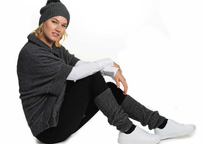 Possum  and Merino.  KO102 Cable Leg Warmers  One Size.  Made proudly in New Zealand from a premium blend of 40% possum fur, 50% merino lambswool & 10% mulberry silk.