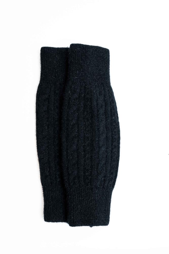 Possum  and Merino.  KO102 Cable Leg Warmers  One Size.  Made proudly in New Zealand from a premium blend of 40% possum fur, 50% merino lambswool & 10% mulberry silk.